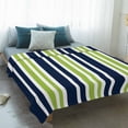 thumbnail image 4 of Navy Blue Green Striped Blanket Soft Cozy Warm Throw Blanket for Couch, Plush Fuzzy Flannel Fleece Blankets for Sofa, Modern Minimalist Ombre Lines Bed Blankets Lightweight Gifts for Women, 40"x60", 4 of 9