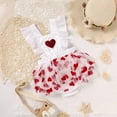 thumbnail image 3 of ZEHJUHAN Newborn Girl's Valentine Satin Romper Set, Heart Print Sleeveless Jumpsuit with Tulle Skirt White，1-3M, 3 of 11