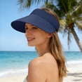thumbnail image 2 of SGMVNU Fashion Sun Hats Visor for Women, Packable Wide Brim UPF Straw Beach Hat with Adjustable Ponytail Hole for Summer Travel, One Size, Navy, 2 of 5