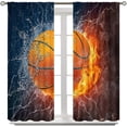 thumbnail image 2 of Basketball Blackout Curtains,Abstract Cool Flame Splash Lightning Basketball Prints Rod Pocket Window Treatments Drapes for Boys Girls Teens Bedroom Nursery52x84in, 2 of 6