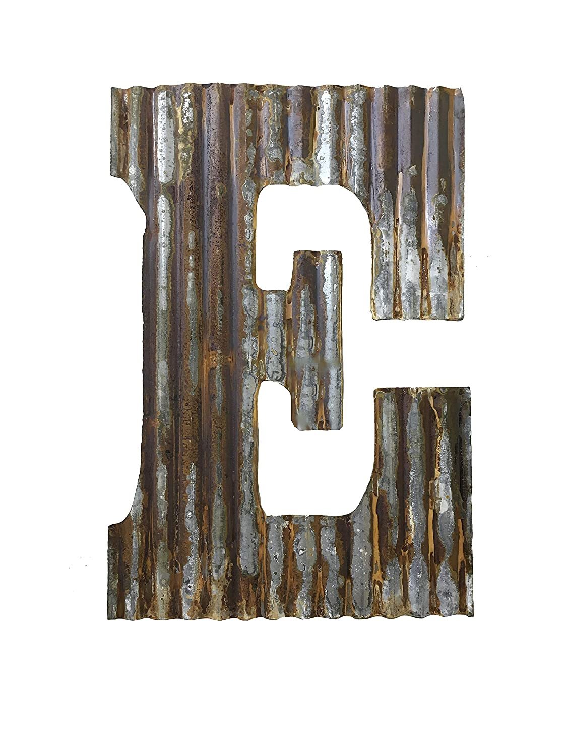 Farmhouse Rustic 24'' Wall Decor Corrugated Metal Letter E