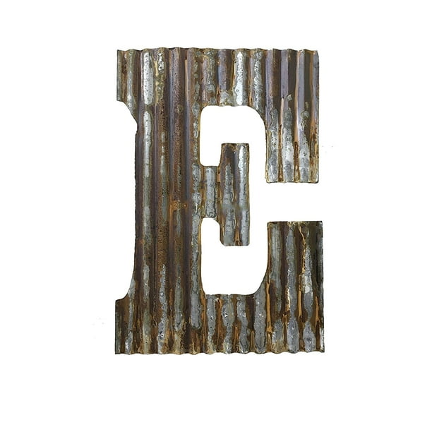 Farmhouse Rustic 24'' Wall Decor Corrugated Metal Letter E Walmart