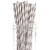 Dress My Cupcake Grey Striped Paper Straws, 25-Pack