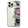 thumbnail image 1 of MUNDAZE Apple iPhone 11 Pro Shockproof Clear Hybrid Protective Phone Case Navy Blue Summer Watercolor Floral Purple Flowers Cover, 1 of 5