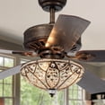 thumbnail image 2 of Warehouse of Tiffany Gliska Rustic Bronze 5-blade Lighted Ceiling Fan with Crystal Shade Pull Chain/Hardwired, 2 of 5