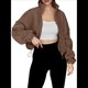 thumbnail image 1 of Chaquetas de Forro para Mujer, Sudaderas Extragrandes con Cremallera, Ropa de Invierno, Conjuntos de Larga y Corte Corto para Otoño. Color Caramelo XL, 1 of 9