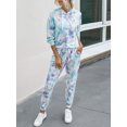 thumbnail image 3 of 2PCS Mujeres Tie-Dye Print Hoodie Pantalones Con capucha Manga larga Cordón Cintura elástica Ca Abanopi Pantalones de sudadada, 3 of 7