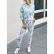 thumbnail image 3 of 2PCS Mujeres Tie-Dye Print Hoodie Pantalones Con capucha Manga larga Cordón Cintura elástica Ca MABOTO Pantalones de sudadada, 3 of 7