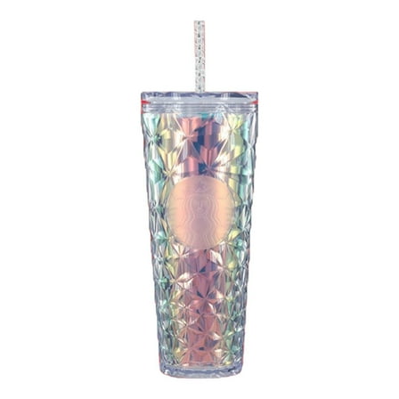 Starbucks Holiday Iridescent Cold Cup 24 oz White Straw Tumbler