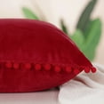thumbnail image 2 of Unique Bargains 2-Pack Soft Velvet Pompoms Throw Pillow Covers 18" x 18" Red, 2 of 8