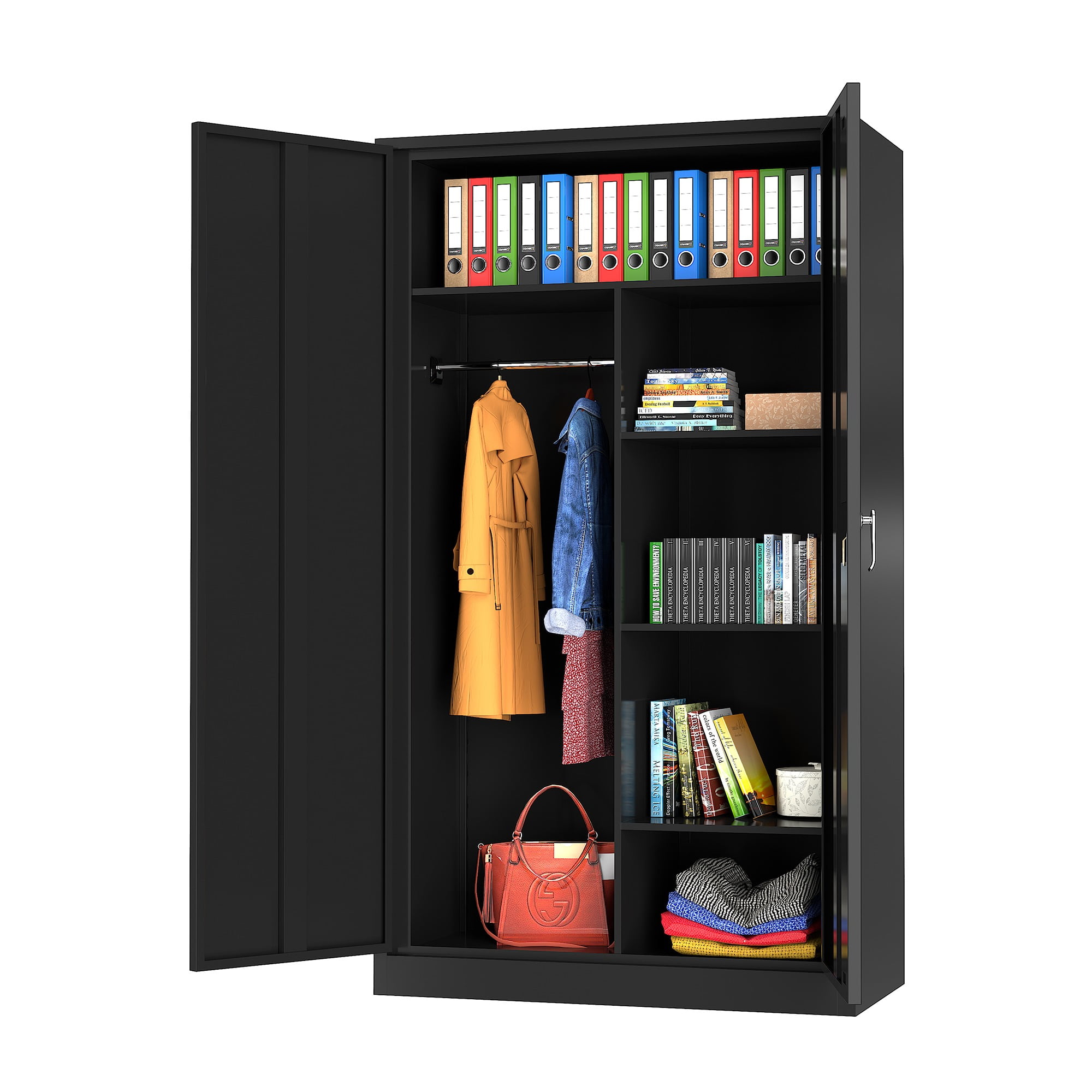 JAORD Steel Combination Storage with 4 Shelves, 2 Lockable Doors, Office Home Organizer