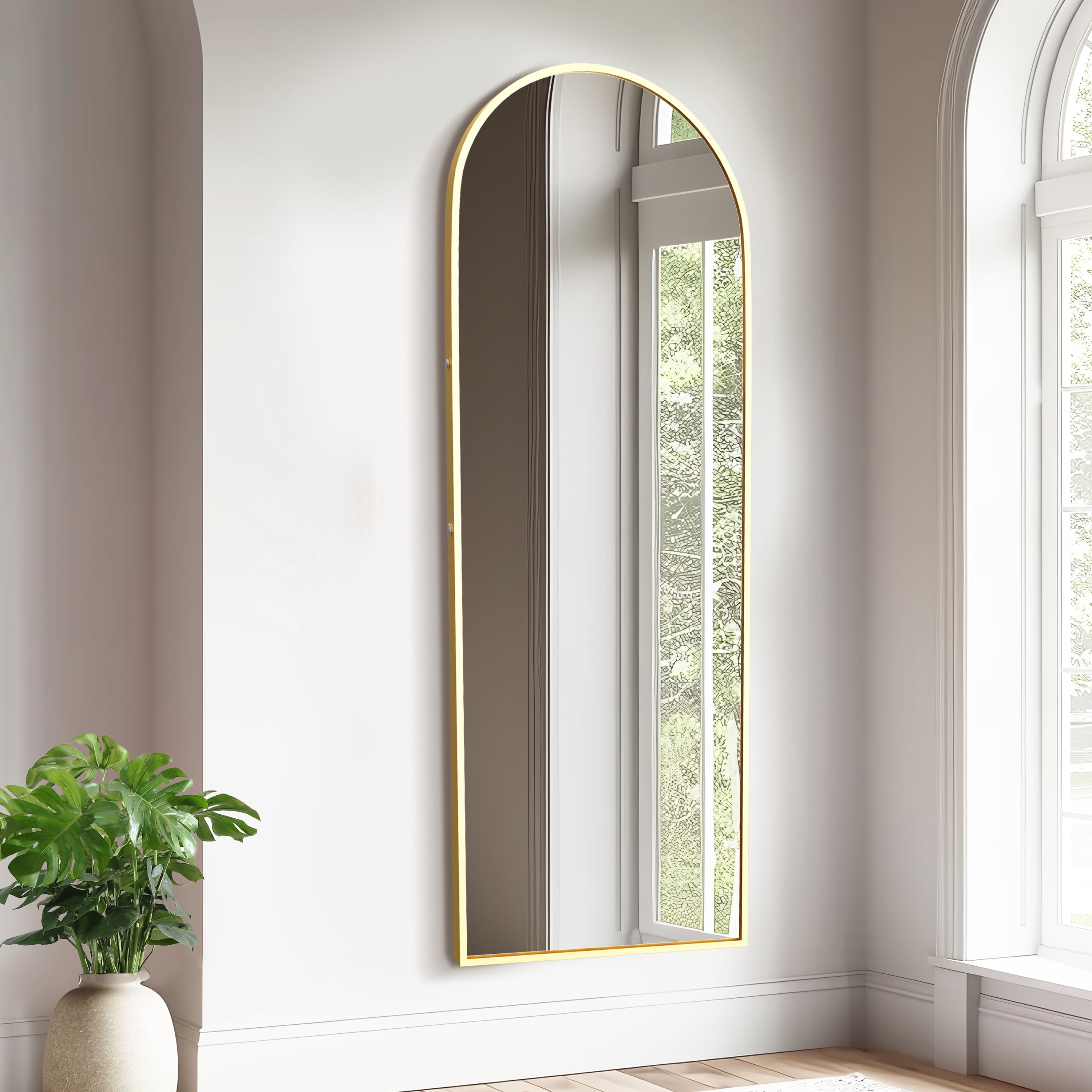 69"x24" Arched Full Length Mirror Aluminum Framed Floor Mirror,Gold