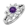 thumbnail image 2 of 4.5MM Round Shape Purple Amethyst 925 Silver Cluster Women Valentines Day Gifts Ring, 2 of 4