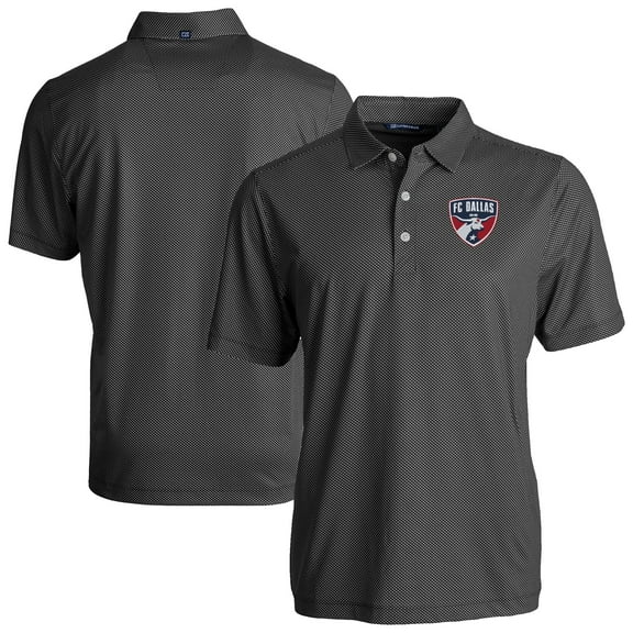 Men's-Cutter & Buck  Black FC Dallas Big & Tall Pike Eco Symmetry Print Stretch Recycled Polo