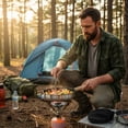 thumbnail image 2 of Stainless Steel Camping Frying Pan, Detachable Wooden Handle, 8.1-Inch Non-Stick Flat Bottom Skillet with Travel Tote Bag, Portable Grill Pan for Outdoor, Picnic, BBQ, 2 of 8