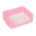 thumbnail image 4 of Caja de arena para gatos, inodoro para mascotas, fácil de limpiar con rejilla, bandeja de inodoro para orinar, caja de inodoro esquinera para Chinchil rosa, 4 of 8