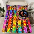 thumbnail image 2 of Castle Fairy Teens Bohemian Peace Sign 3pcs Twin Sheet Sets,American Flag Twin Fitted Sheet,Tie Dye Breathable Flat Sheet,Luxury Bedroom Decor, 2 of 7