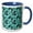 Blue/White, variant on 3drose, Pretty Deep Turquoise Flowers on a Flourish on a Light Blue Background, 11oz Mug