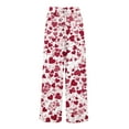 thumbnail image 3 of LWavelet Soft Fabric Heart Print Wide Leg Pants Women Valentine's Day Casual Wear Vermilion L, 3 of 6
