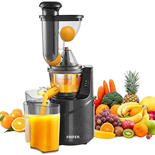 Juicer Machines Frifer Slow Masticating Juicer 3inch Slow Juicer 76mm Wide with Quiet Motor and Reverse Function,Includes Juice Cup And Brush,Perfect Separation of Juice and Pulp,Easy Clean