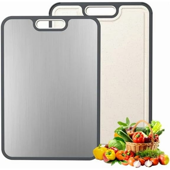 Titanium Cutting Board, Double Sided Surface, Non-Slip Cutting Board for Fruits, Vegetables & Meat