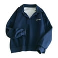 thumbnail image 1 of Chandail à Col Rond Femme Automne Couleur Unie Col Polo Chandail Ample Manches Longues Décontracté Chandail à Enfiler Haut Surdimensionné Chandail Femme Marine TTG, 1 of 7