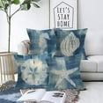 thumbnail image 2 of Navy Blue Nautical Ocean Theme Throw Pillow Covers with Seahorse Starfish Sand Dollar Conch Vintage Decorative Pillow Cases 18x18 Inch Set of 4 for Outdoor Couch Sofa, 2 of 5