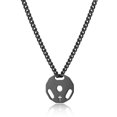 thumbnail image 4 of HZMAN Mens Fashion Stainless Steel Fitness Gym Dumbbell Weight Plate Barbell Chain Pendant Necklace (Black), 4 of 6
