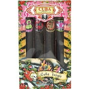 ( PACK 3) CUBA VARIETY 4 PIECE VARIETY WITH- JUNGLE/HEARTBREAKER & TIGER & ZEBRA & SNAKE AND ALL ARE EAU DE PARFUM SPRAY 4 X 1.17 OZ By Cuba