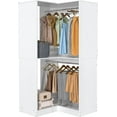 thumbnail image 4 of Homieasy Corner Closet System, 32 Inches Wide Wood Corner Unit with 2 Hanging Rods and All Hardware Kits, 3-Tier 80'' Height Corner Wood Closet Tower, White, 4 of 8