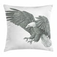 thumbnail image 1 of Eagle Throw Pillow Cushion Cover, Black and White Pencil Drawing Style Eagle with Detailed Features Wild Nature, Decorative Square Accent Pillow Case, 24 X 24 Inches, Black Grey White, by Ambesonne, 1 of 2