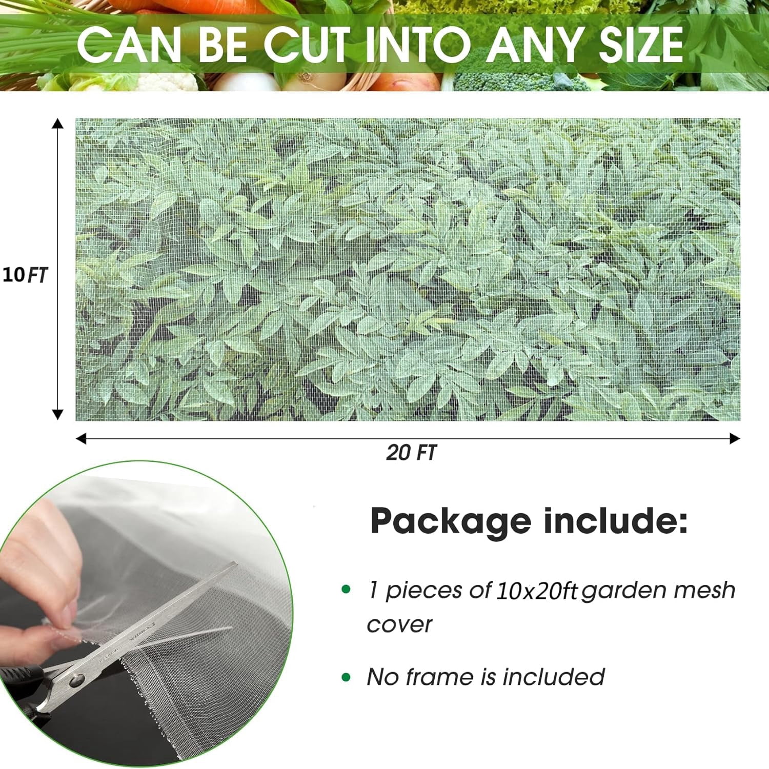 10'x20' Garden Netting Bird Netting Mosquito Mesh for Vegetable Fruits Plant Protections Covers Bug Insect Net Pest Barrier Protect from Birds Bugs