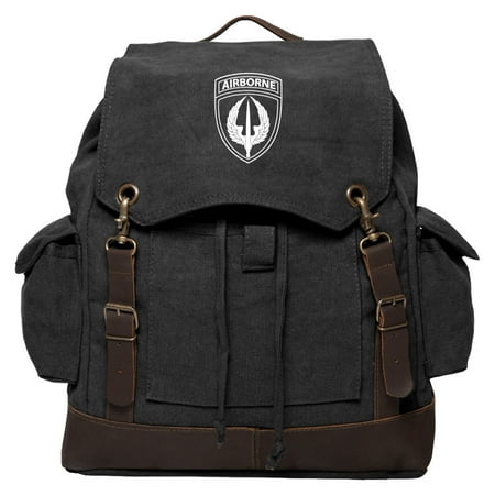Air Force Suncatcher - Army Force Gear Air Borne Vintage Canvas Rucksack Backpack With Leather Straps