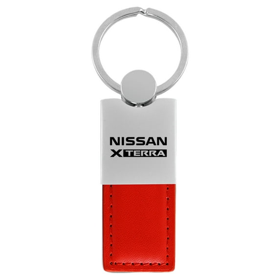 Nissan Xterra Duo Rectangular Leather Key Chain (Red)
