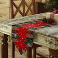 thumbnail image 3 of Table Runner Dresser Scarves Christmas Grid Leopard Xmas Tree Cotton Linen Burlap Table Cover Winter Snowflake Texture on Red Table Runners for Family Kitchen Dining Holiday Party Banquet Decor, 3 of 5