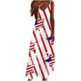 thumbnail image 2 of Usmixi Dresses for Women Independence Day Loose Spaghetti Strap Long Dresses for 4th of July Sleeveless V-Neck Star Flag Print Summer Maxi Formal Dress White m, 2 of 5