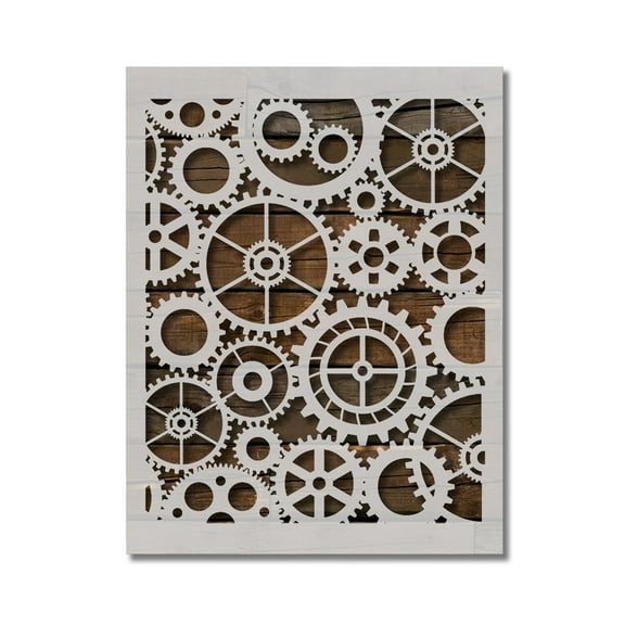 Steampunk Gears Cogs Pattern Stencil Template Reusable 8.5 x 11 Inches for Painting on Walls, Wood, Arts and Crafts by Stencilville