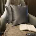 thumbnail image 2 of The HomeCentric Decorative Pillow Covers Silver Pack of 2, 14"x14" (35x35 cm) Satin Solid Cushion Covers For Sofa, Solid Modern Style - Silver Gray Slub Satin, 2 of 10