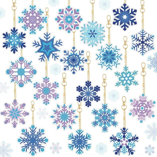 Llaveros Tondiamo con forma de copo de nieve con forma de diamante con forma de copo de nieve, 20 unidades