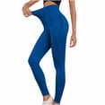 thumbnail image 2 of WREESH Womens Yoga Pants Casual Fashion Bodybuilding Run Yoga Solid Striped Pants Sky Blue, 2 of 4