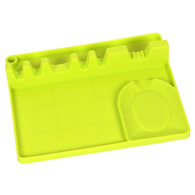 Spoon Holder Silicone Spatula Storage Rack 6 Slots Hanging Utensil Rest Kitchen Supply, Green