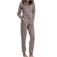 thumbnail image 6 of HAPIMO Women 2 Pieces Set Knitted Tracksuit Turtleneck Sweater Carrot Jogging Pants Pullover Sweater Set Knitted Outwear Outfits Tracksuits Brown, 6 of 9