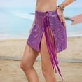 thumbnail image 6 of Women's Bikini Cover Up Sparkly Sequin Sarong Wrap Skirt Tie Side Fashion Summer Beach Shiny Coverups (S, Purple), 6 of 7