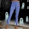thumbnail image 5 of Idoravan Women's Printed Leggings Women's Halloween Striped Print Leggings Sports Fitness Pants Solid Colored Casual Tight Fitting Tight Peach Hip Yoga Pants Stretch Pants Blue L, 5 of 10