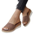 thumbnail image 3 of MesaSe Ladies Fashion Solid Color Cloth Open Toe Casual Slope Heel Thick Sole Sippers, 3 of 6