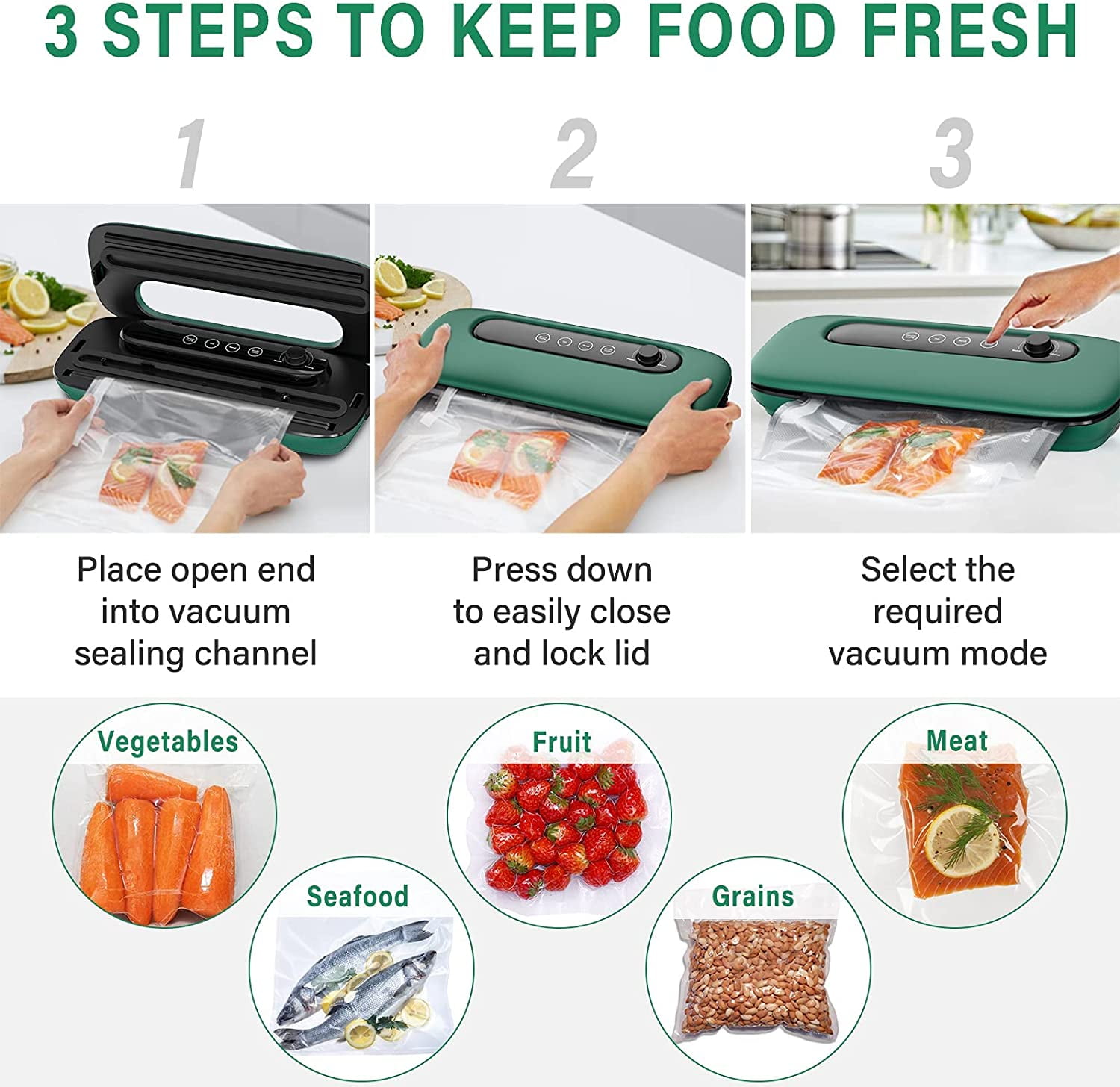 Crazypig Vacuum Sealer Machine - Food Vacuum Sealer Machine, Automatic Food  Vacuum Sealer for Food Preservation Air Sealing Packing System for