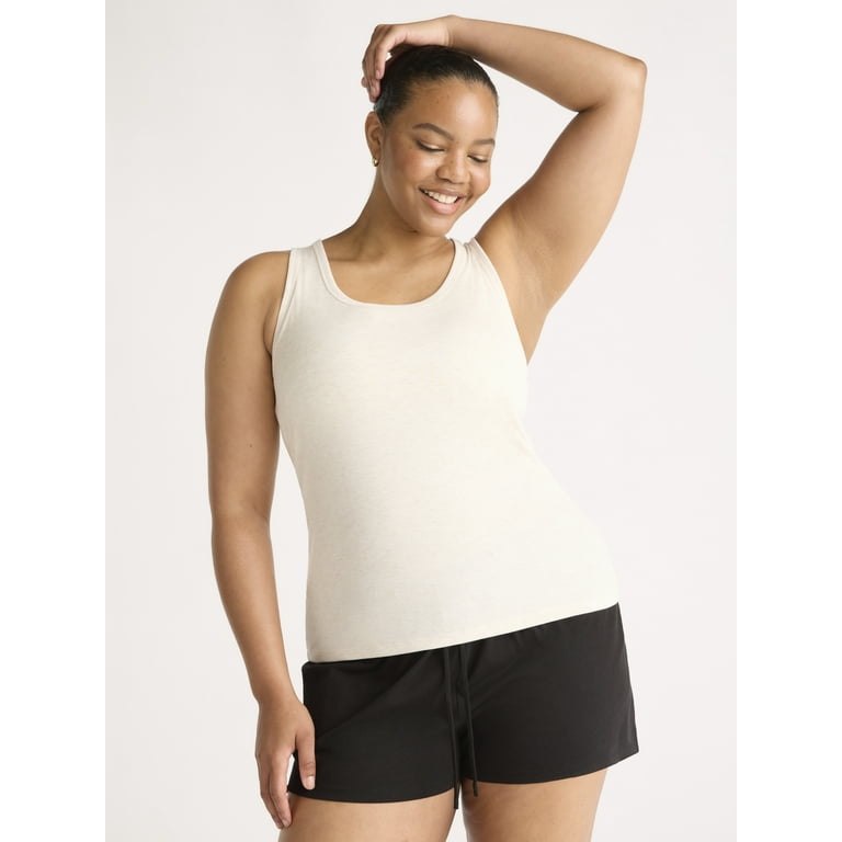 Joyspun Women's Ribbed Tank with Inner Bra, Stretch Modal