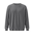 thumbnail image 5 of Mens Sweaters Crew Neck Long Sleeve Solid Color Fashion Loose Thicken Fall Pullover Sweater Dark Gray L, 5 of 7