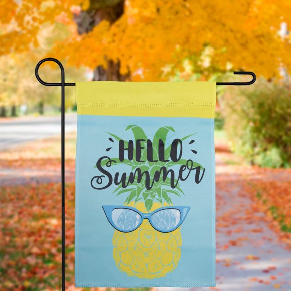Northlight 12.5" x 18" Polyester Hello Summer Pineapple Outdoor Garden Flag