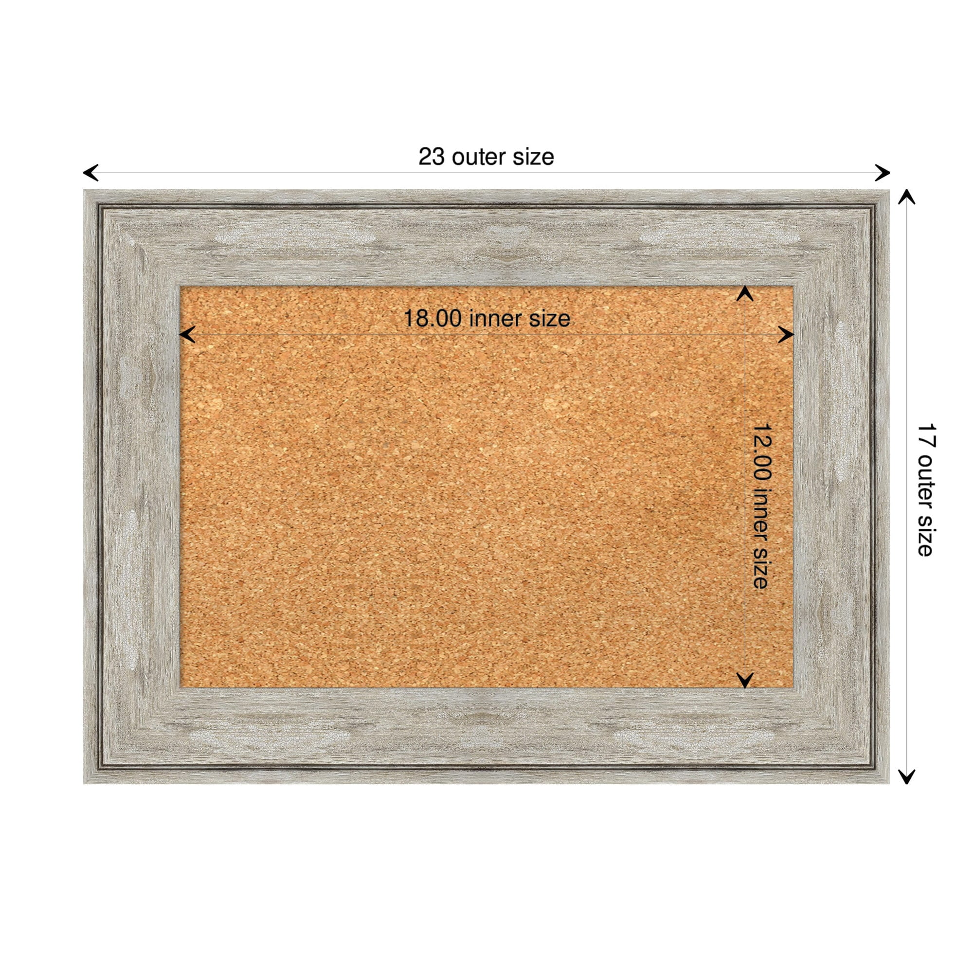 Amanti Art Natural Cork Board Framed Crackled Metallic Bulletin Board 23 in. x 17 in.
